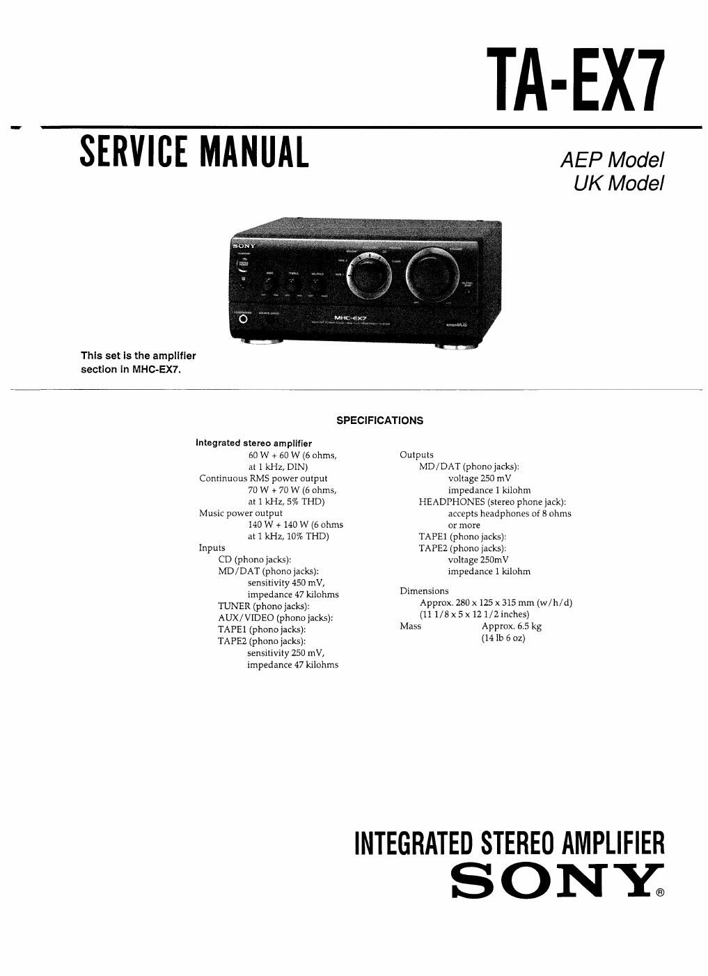 sony ta ex 7 service manual