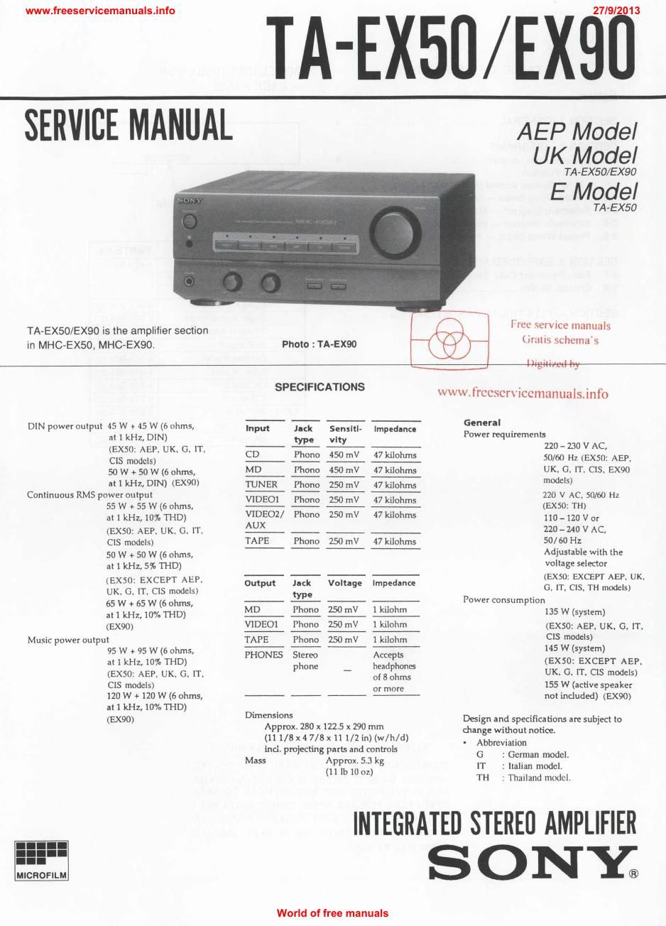 sony ta ex 90 int service manual