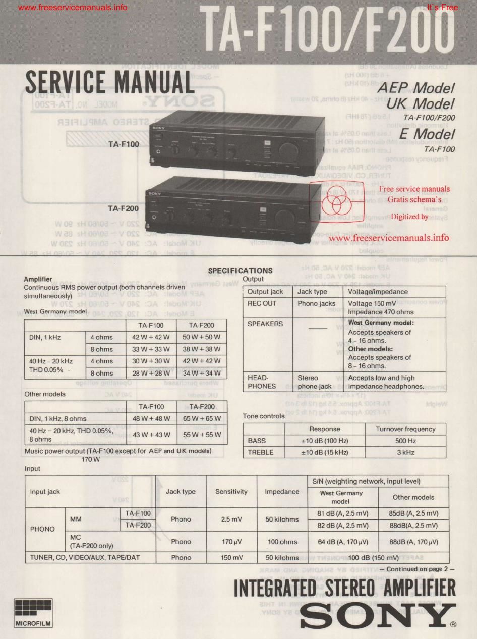 sony ta f 200 int service manual