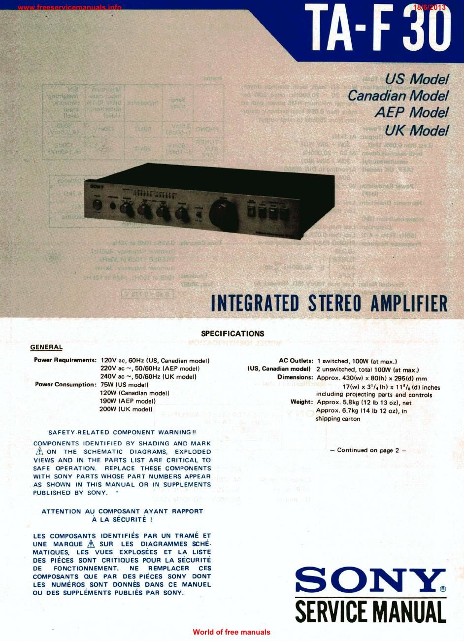 sony ta f 30 int service manual