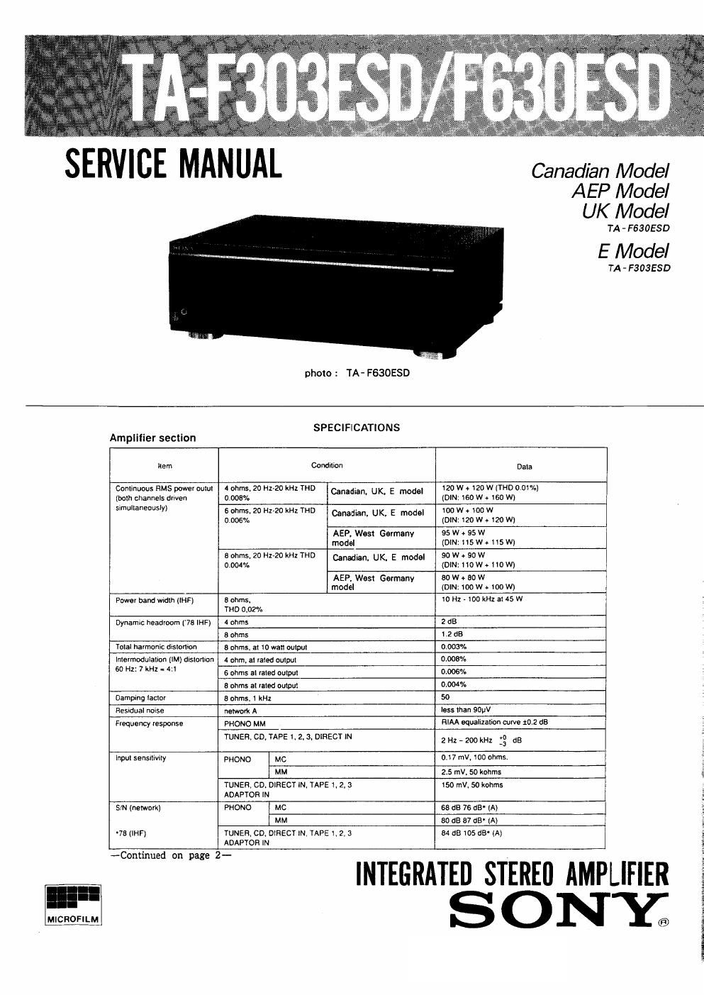 sony ta f 303 esd service manual