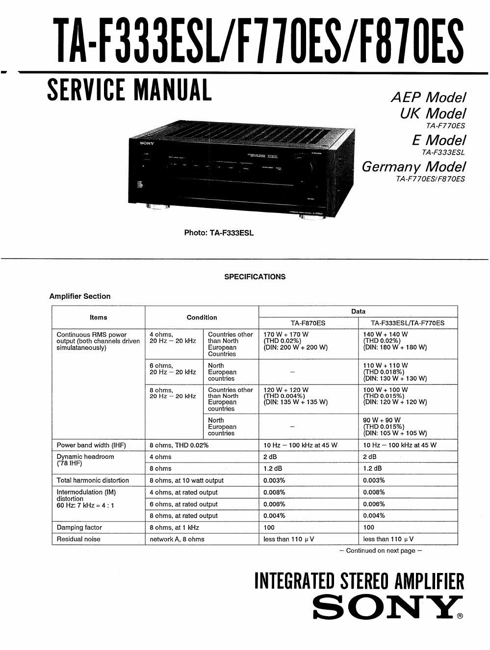 sony ta f 333 esl service manual