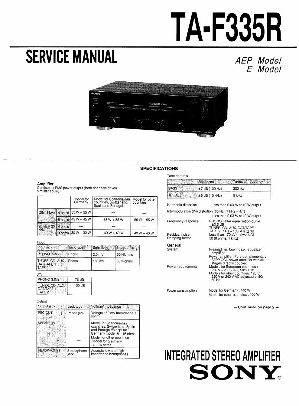 sony ta f 335 r service manual