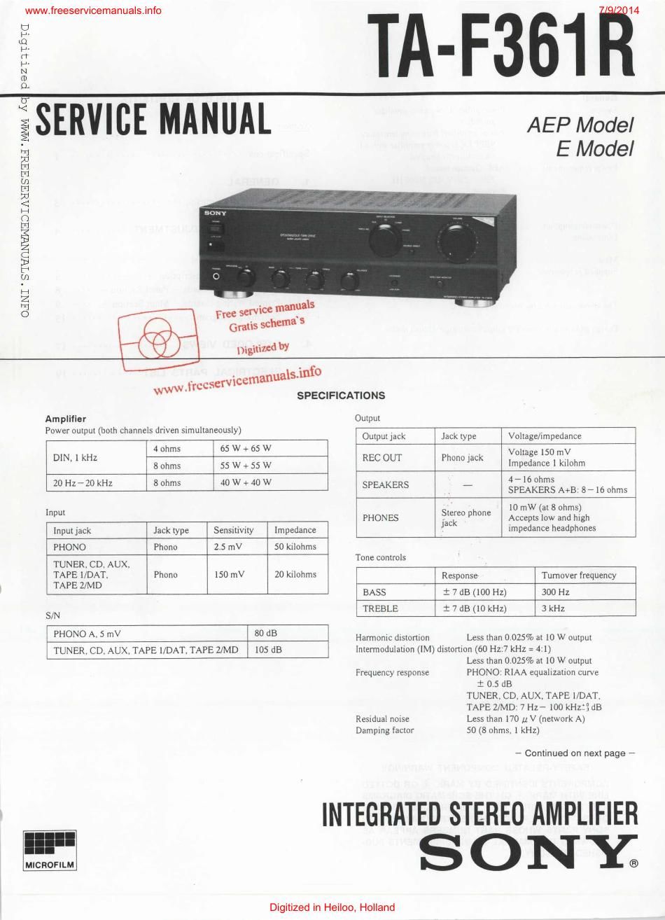 sony ta f 361r int service manual