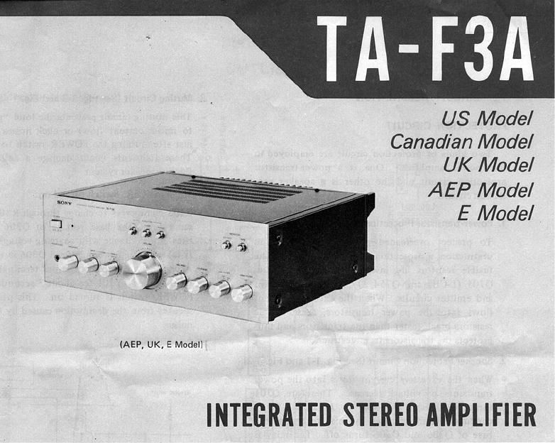 sony ta f 3a service manual