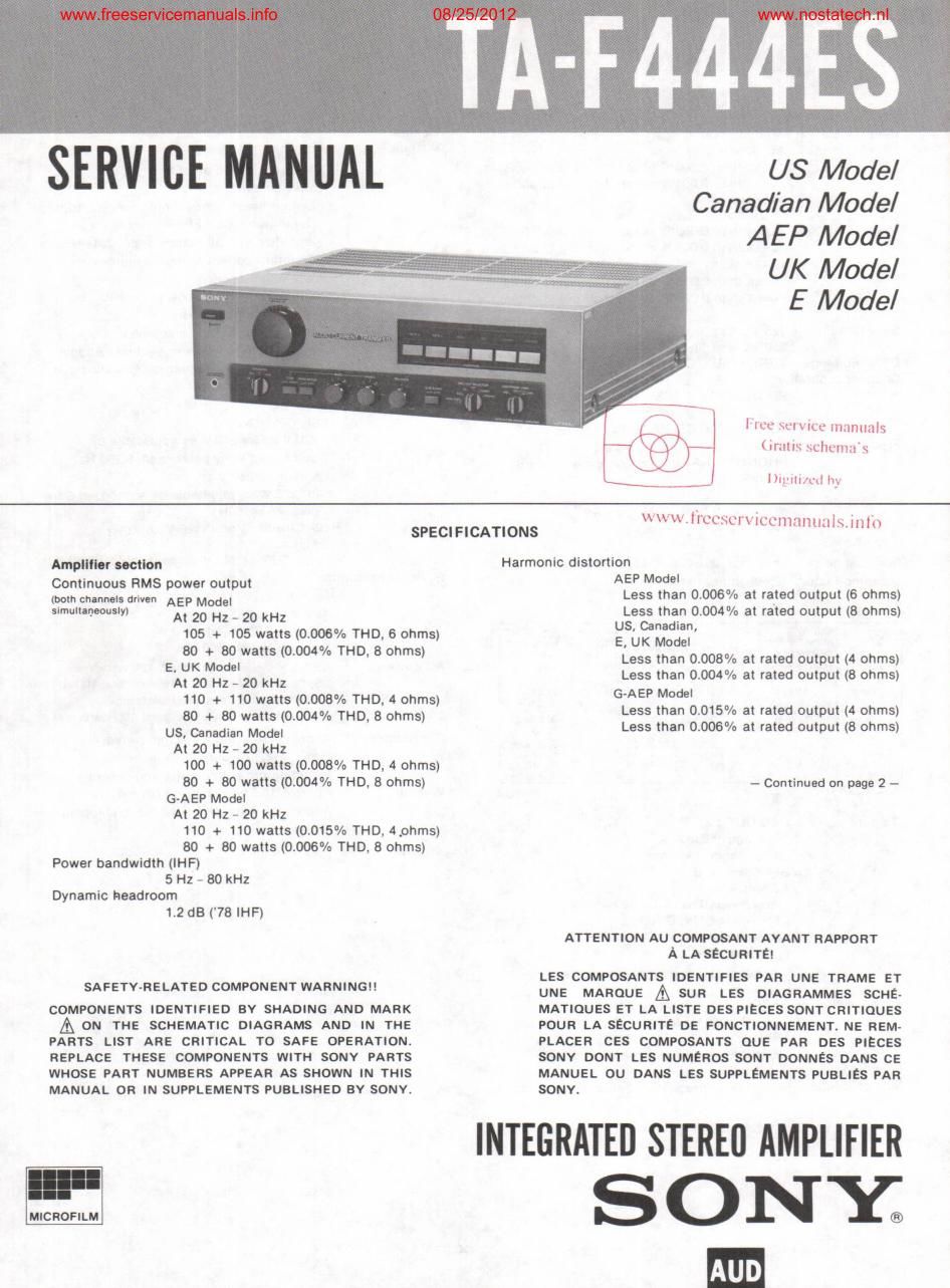 sony ta f 444es int service manual