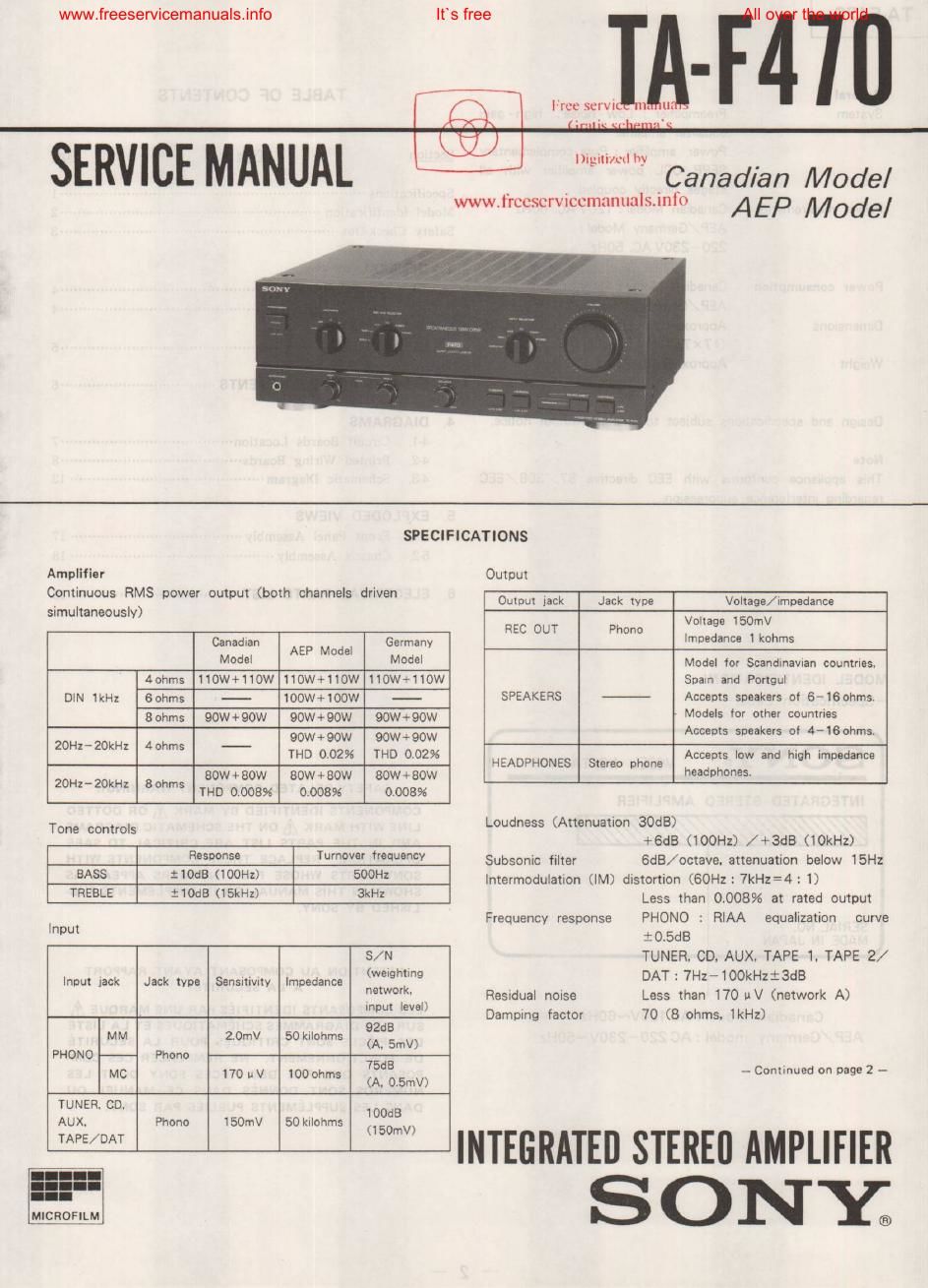 sony ta f 470 int service manual