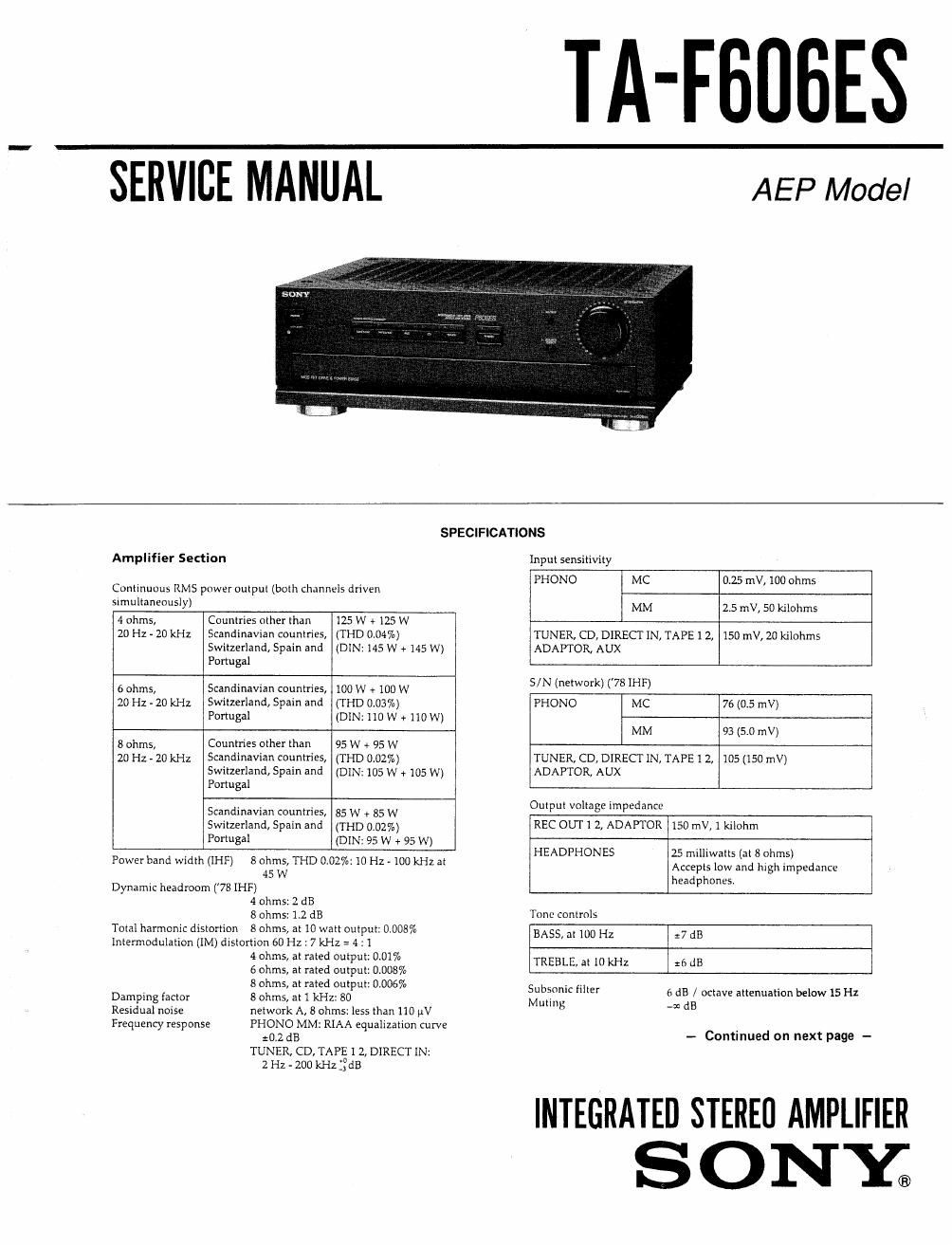 sony ta f 606es service manual 2