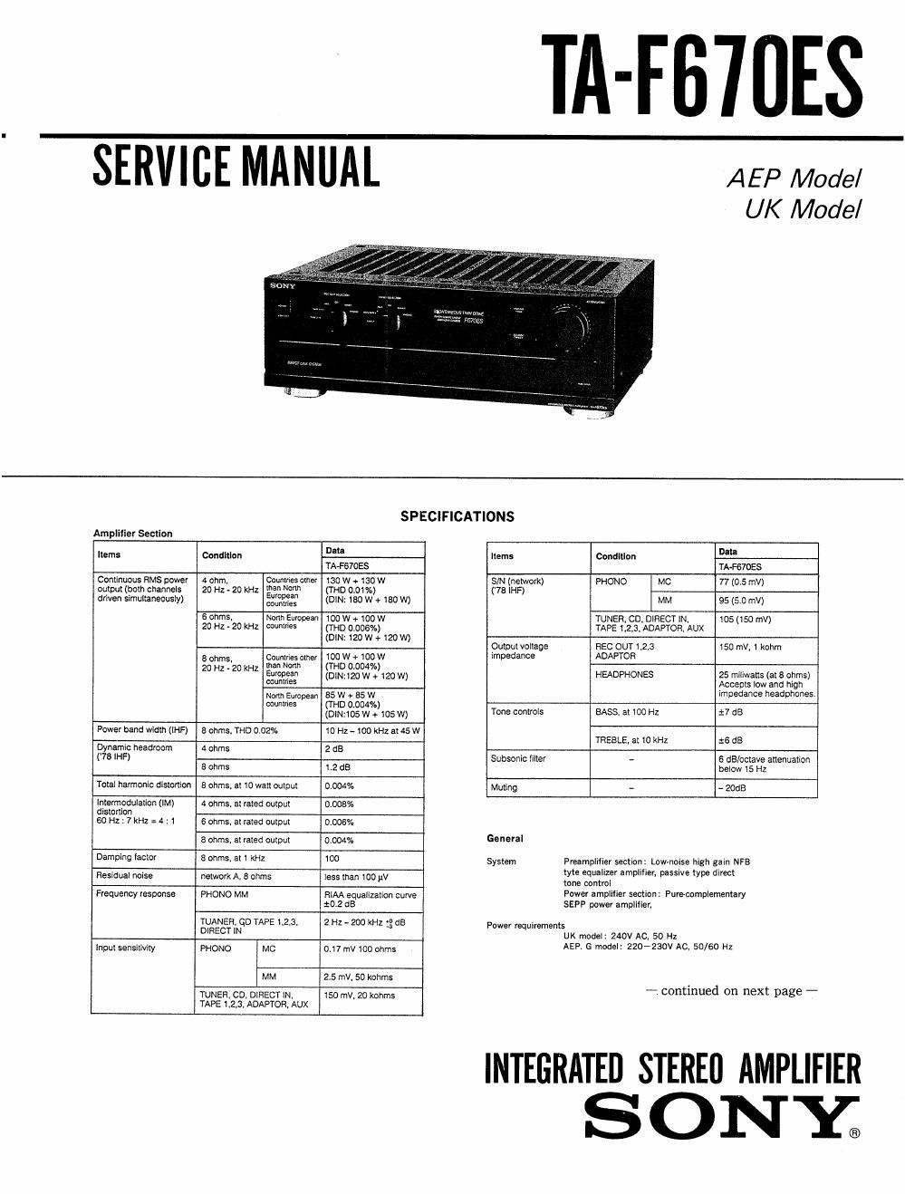 sony ta f 670es int service manual