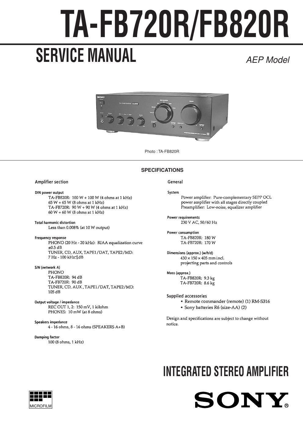 sony ta fb 720r service manual