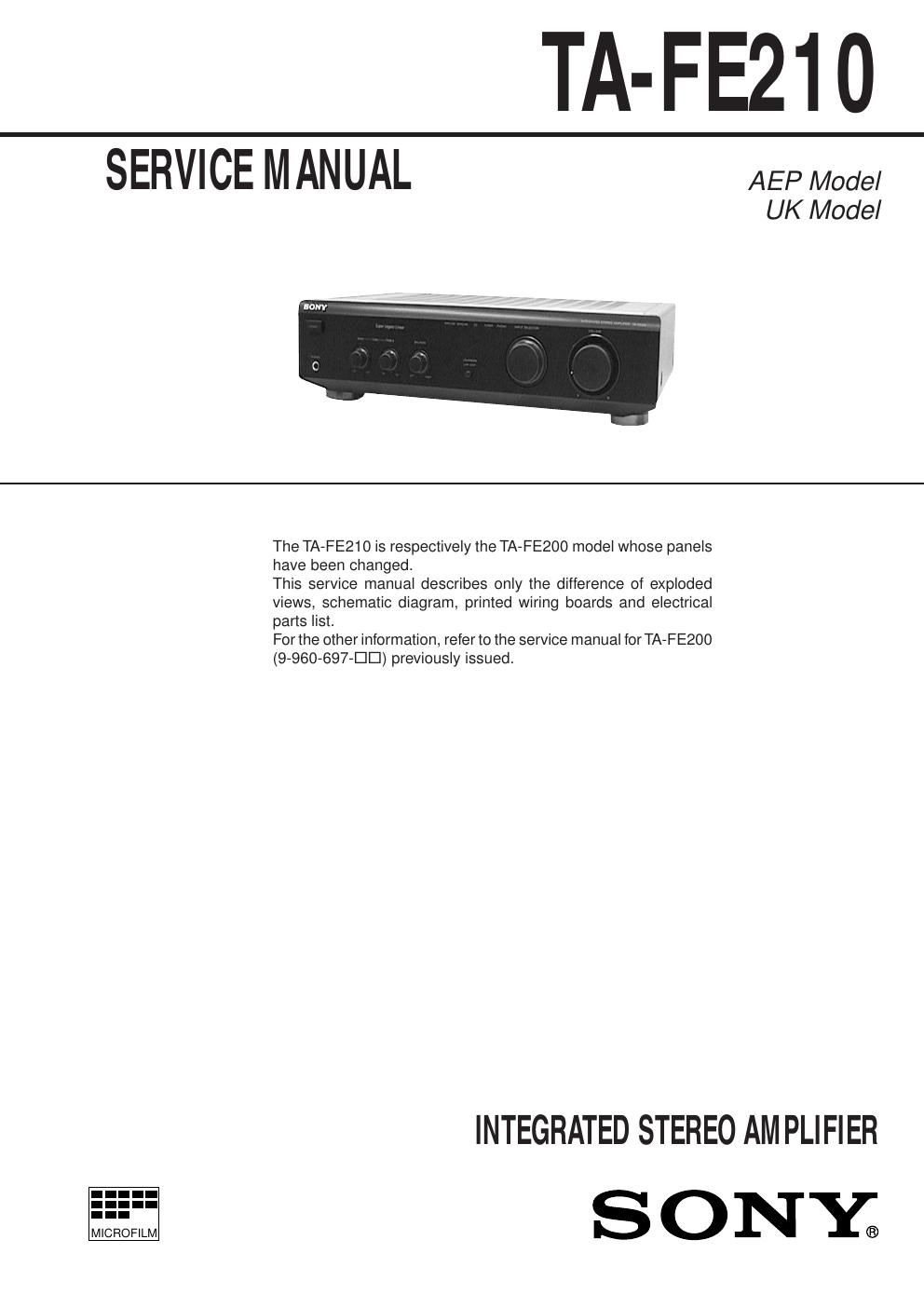 sony ta fe 210 service manual