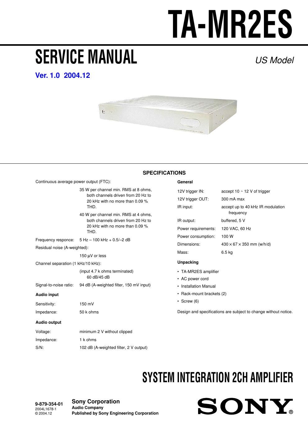 sony ta mr 2 es service manual