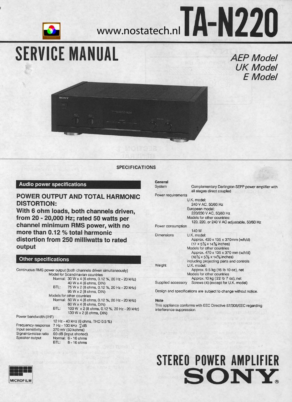 sony ta n 220 service manual 2