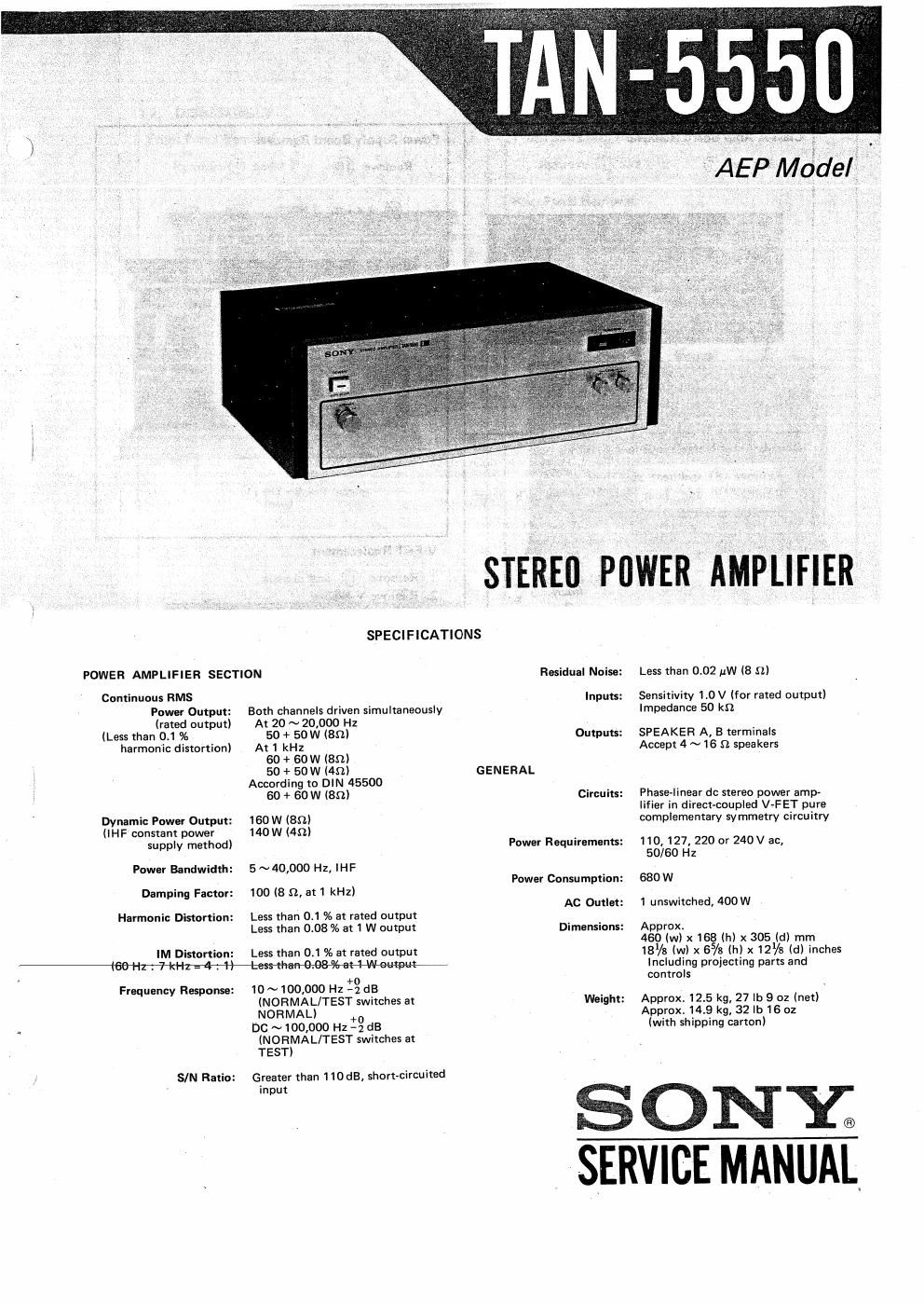 sony ta n 5550 service manual