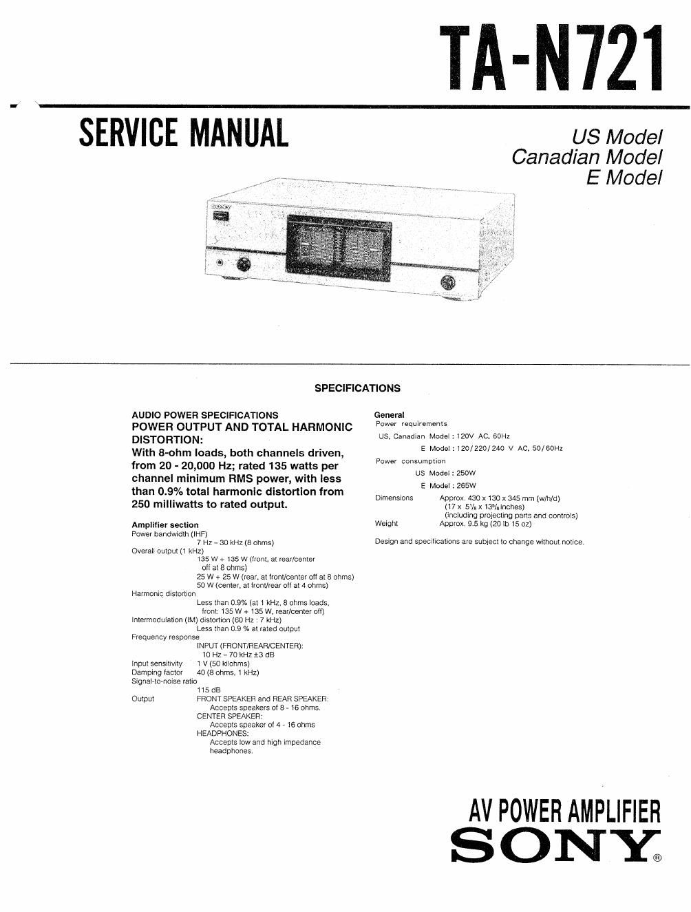 sony ta n 721 service manual