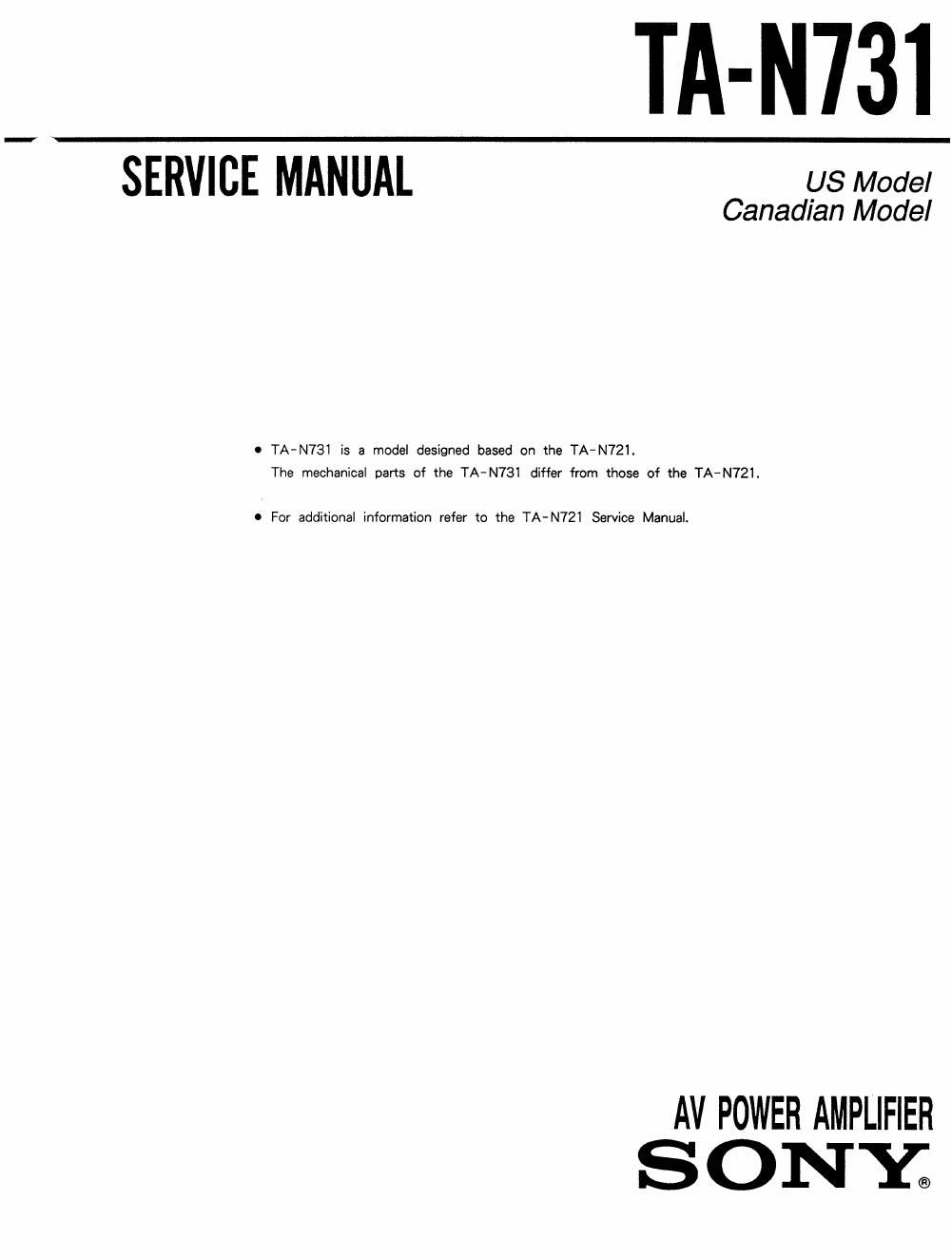 sony ta n 731 service manual