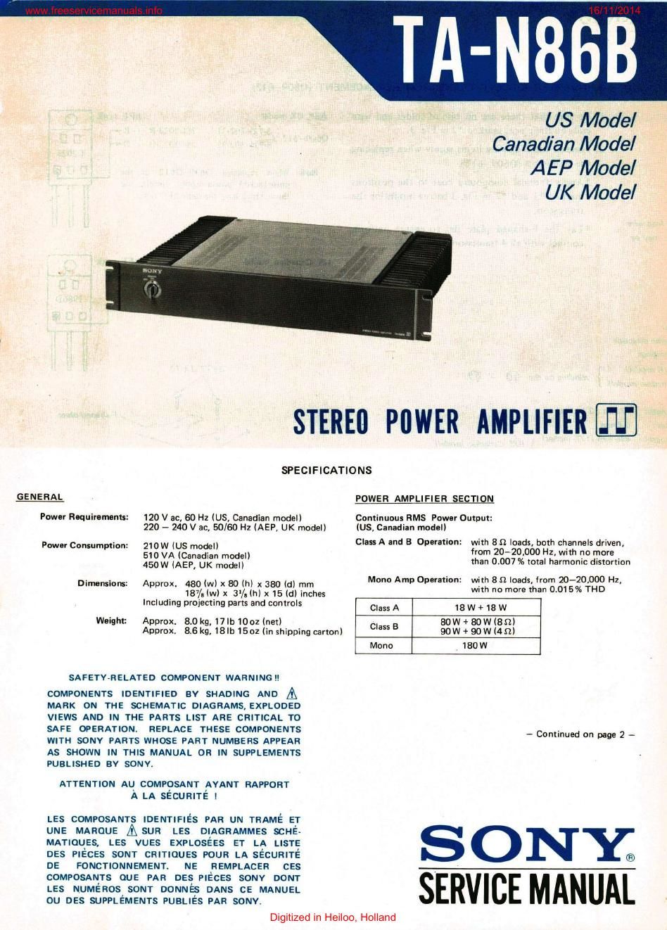 sony ta n 86b pwr service manual