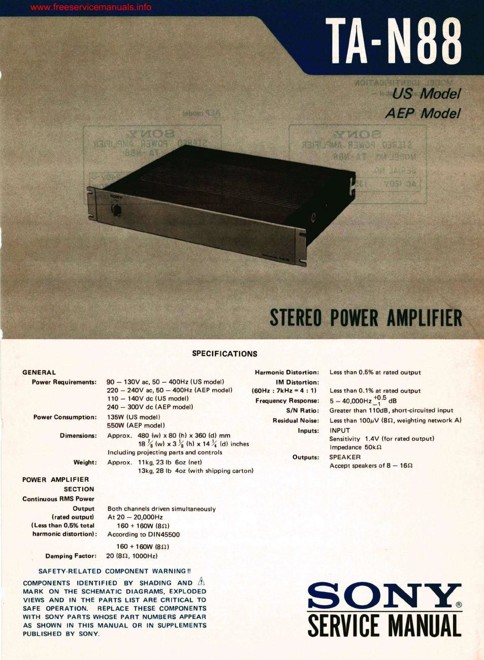 sony ta n 88 pwr service manual