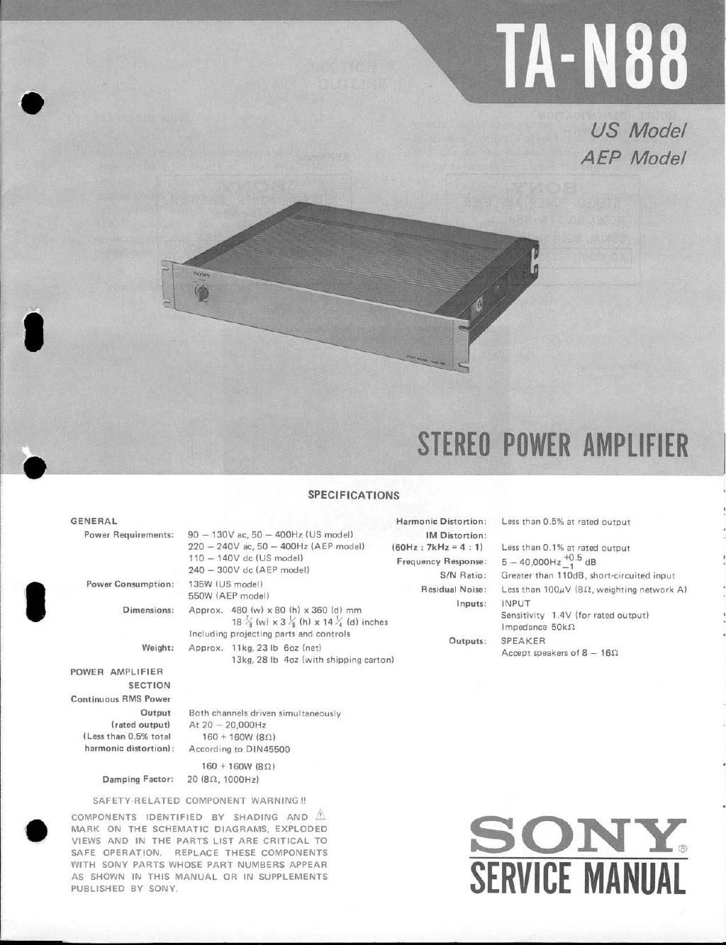 sony ta n 88 service manual