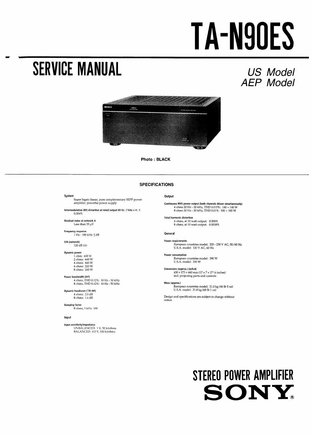 sony ta n 90 es service manual