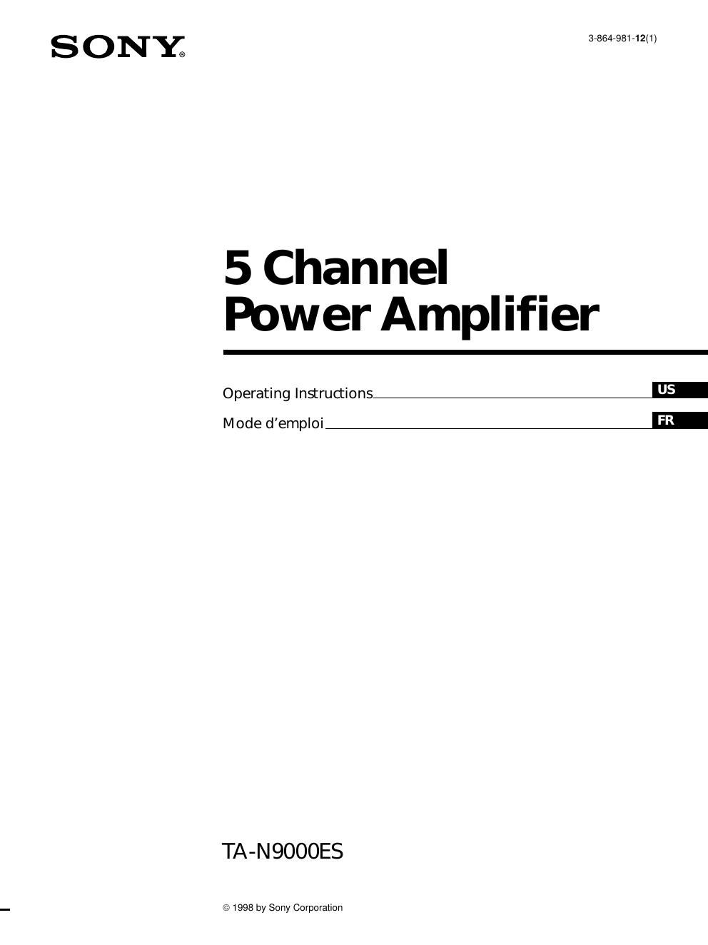 sony ta n 9000 es owners manual