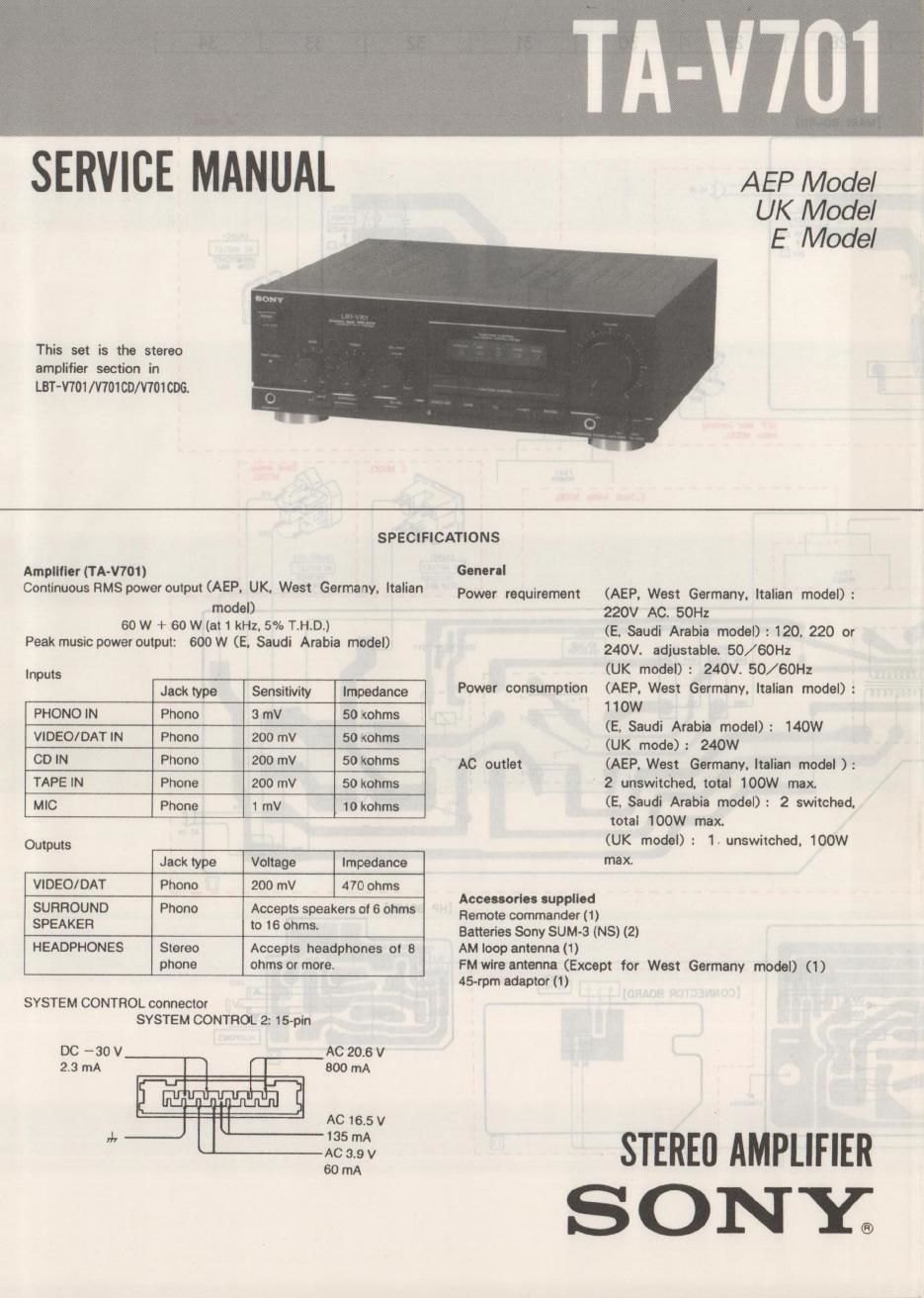 sony ta v 701 service manual