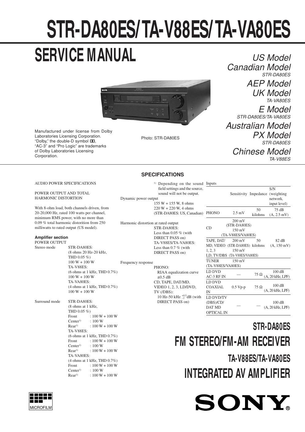 sony ta v 80 es service manual