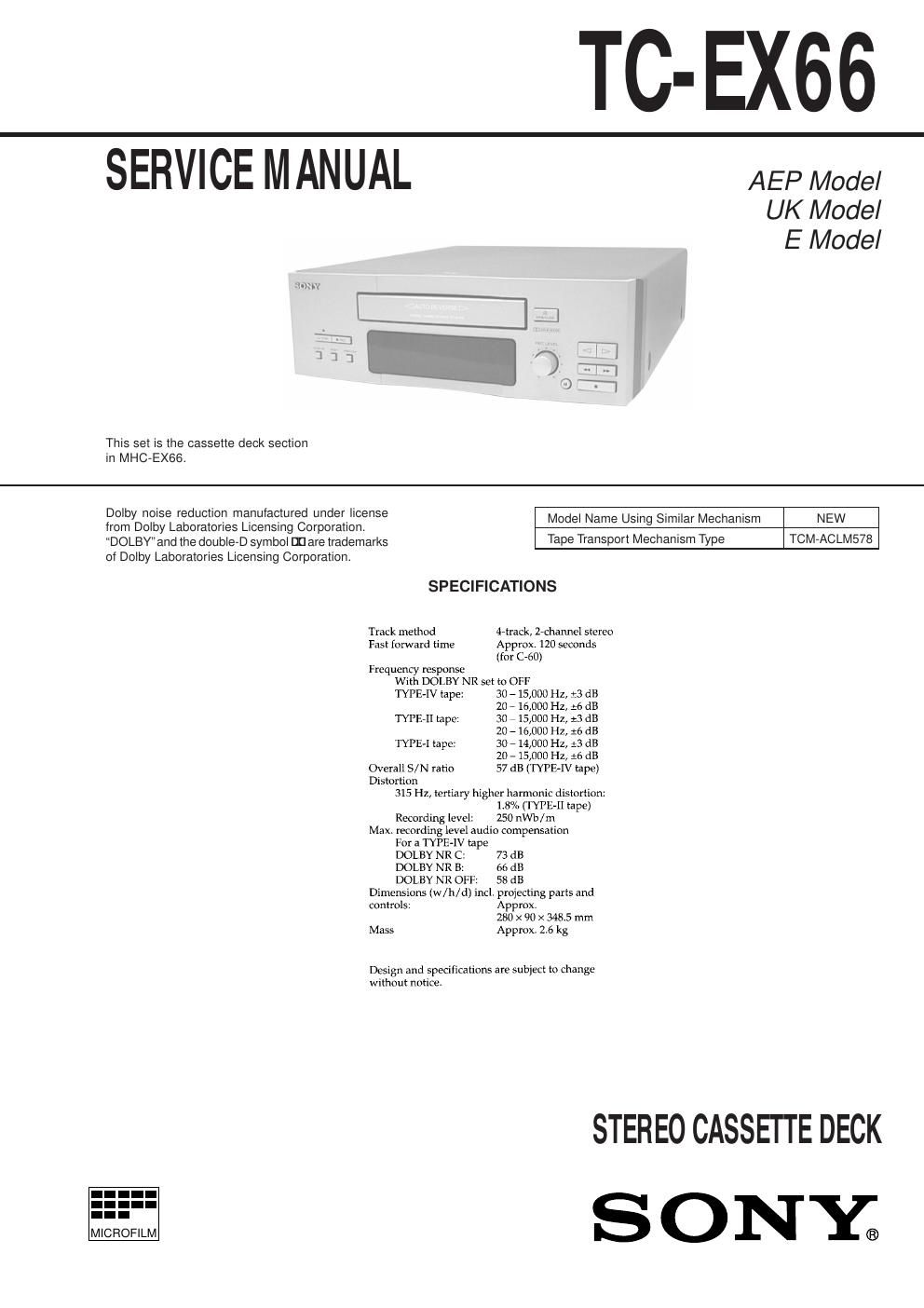 sony tc ex 66 service manual