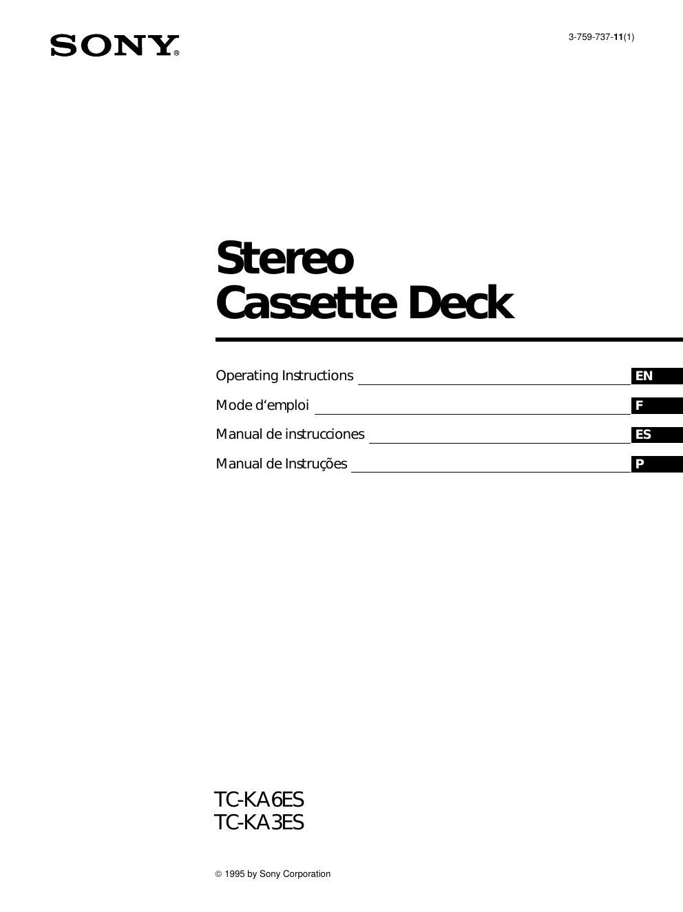 sony tc ka 3 es owners manual