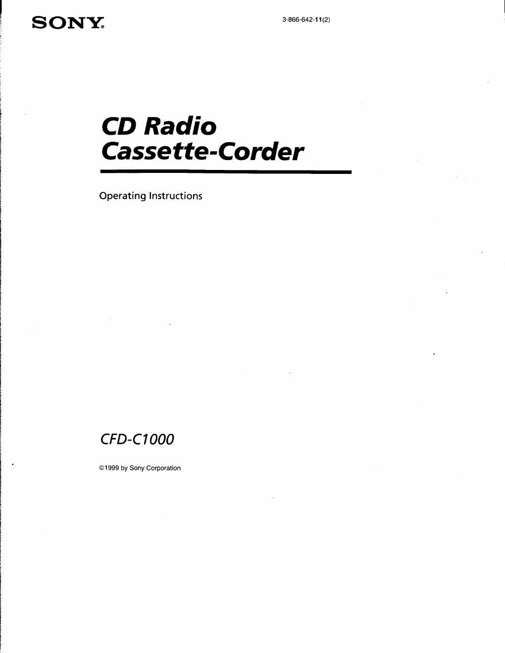 sony cfd c 1000 owners manual