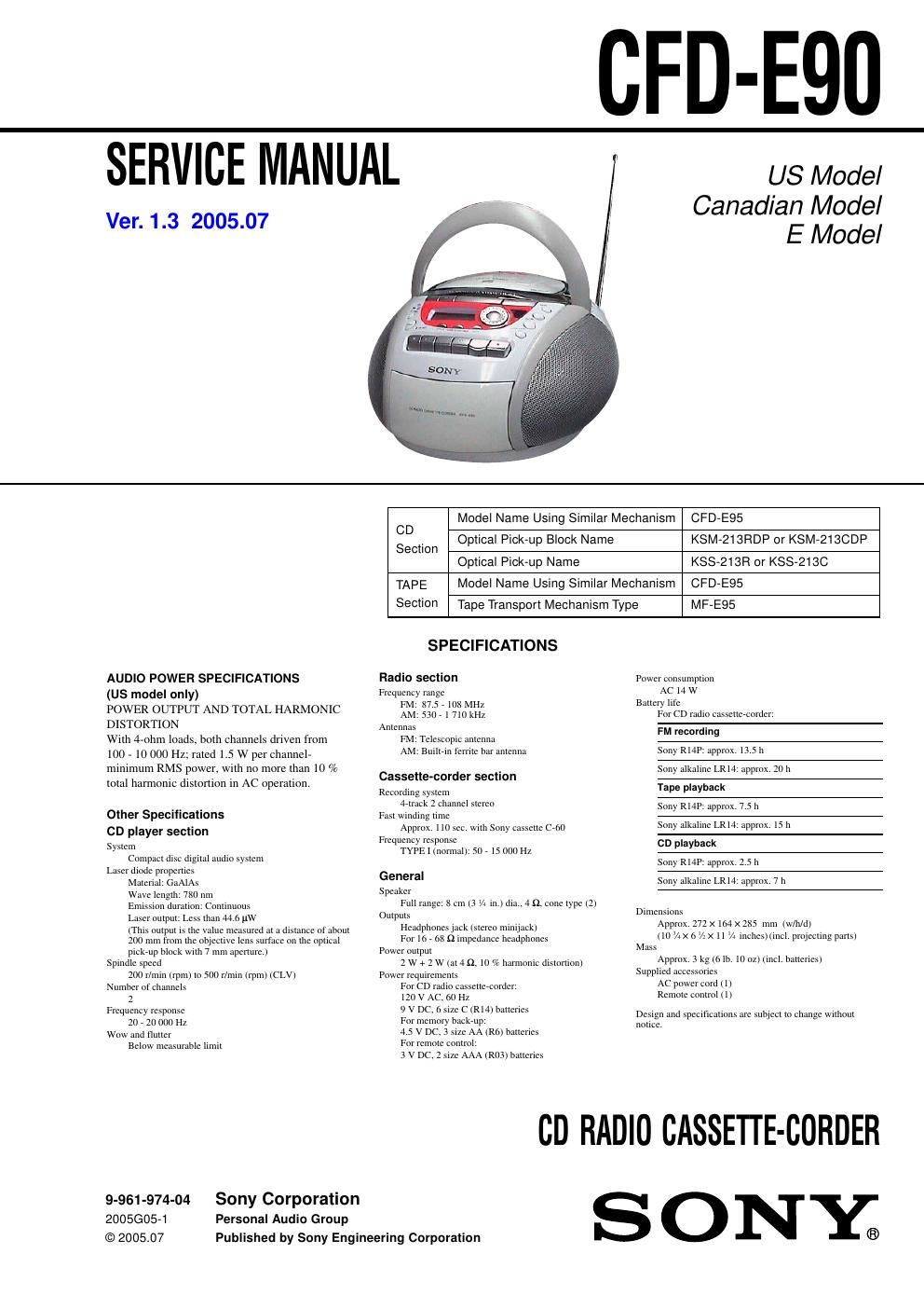 sony cfd e 90