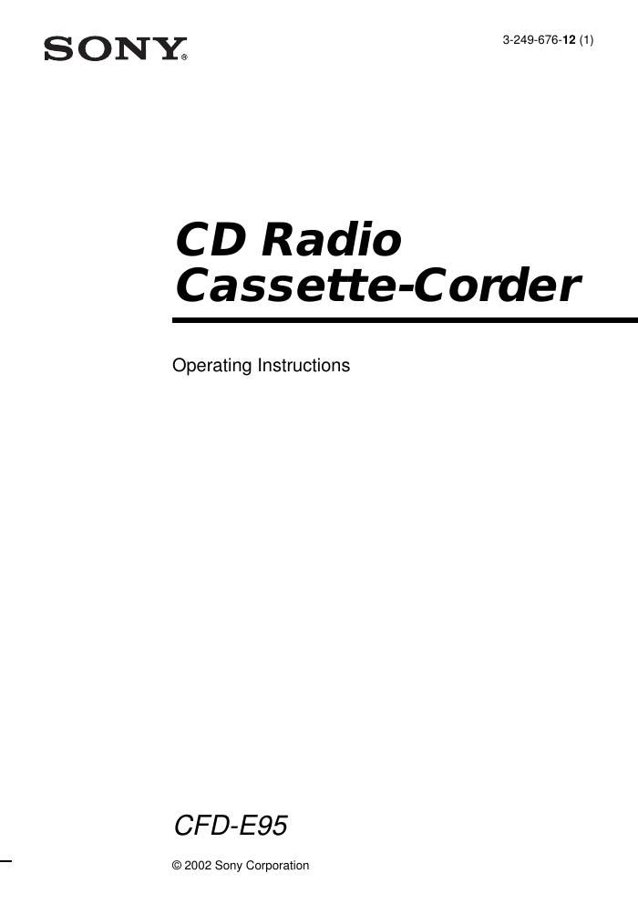 sony cfd e 95 owners manual