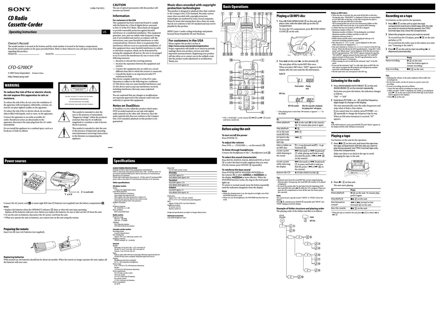 sony cfd g 700 cp owners manual