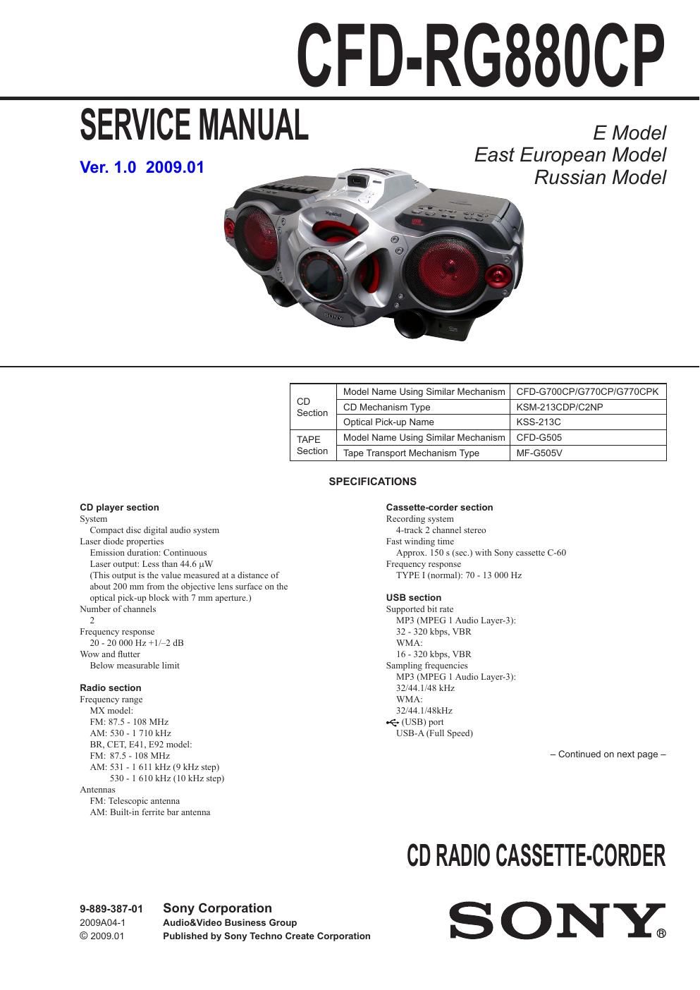 sony cfd rg 880cp