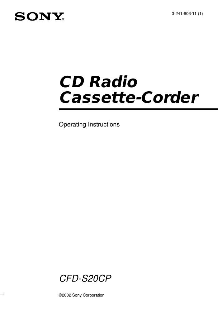 sony cfd s 20 cp owners manual