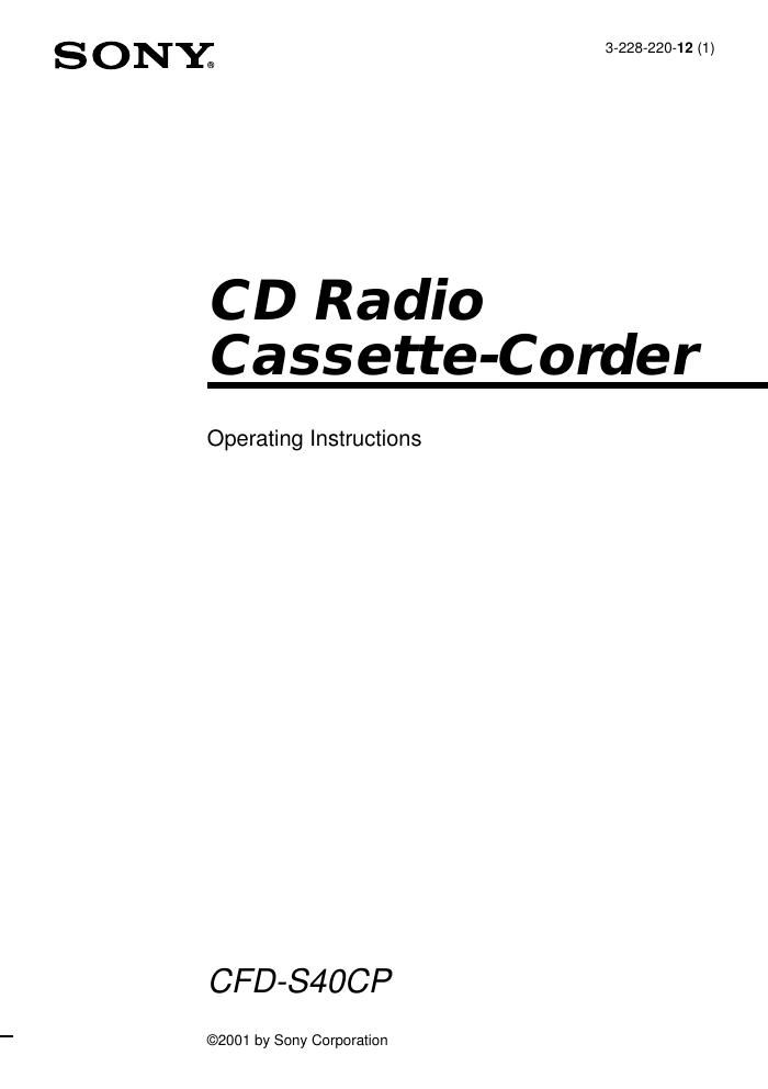 sony cfd s 40 cp owners manual