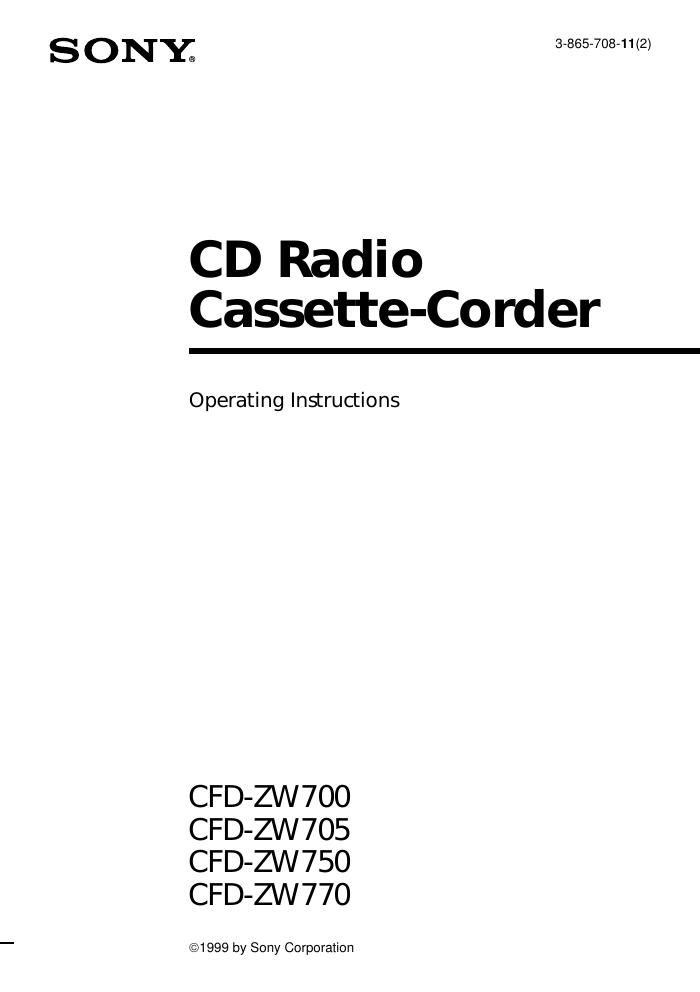 sony cfd zw 700 owners manual