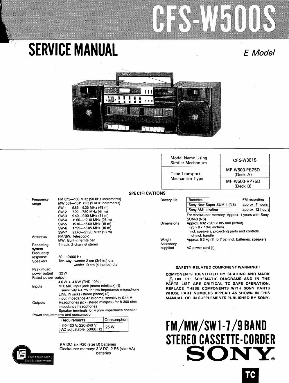 Схема sony cfs w430s