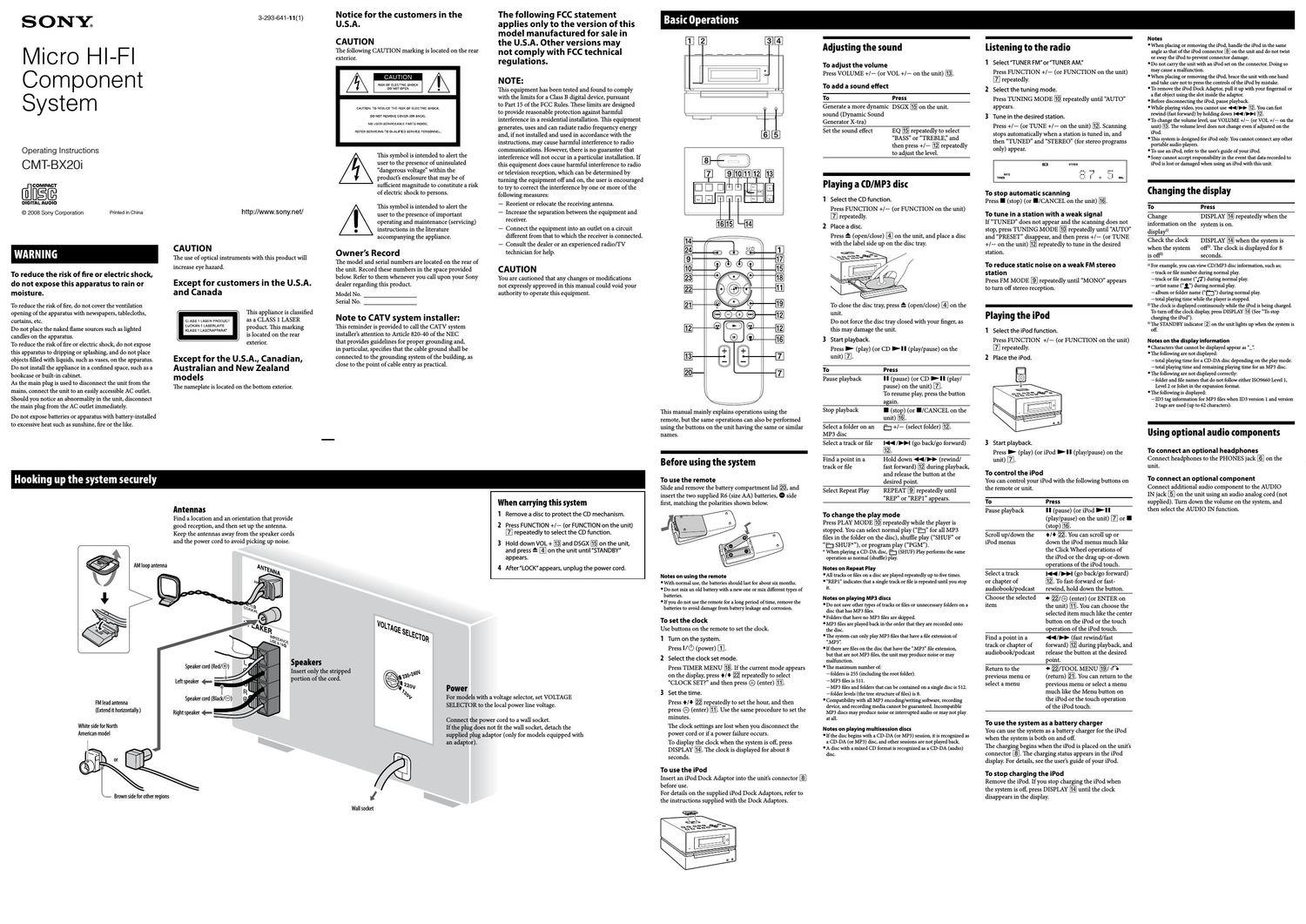 sony cmt bx 20 i owners manual