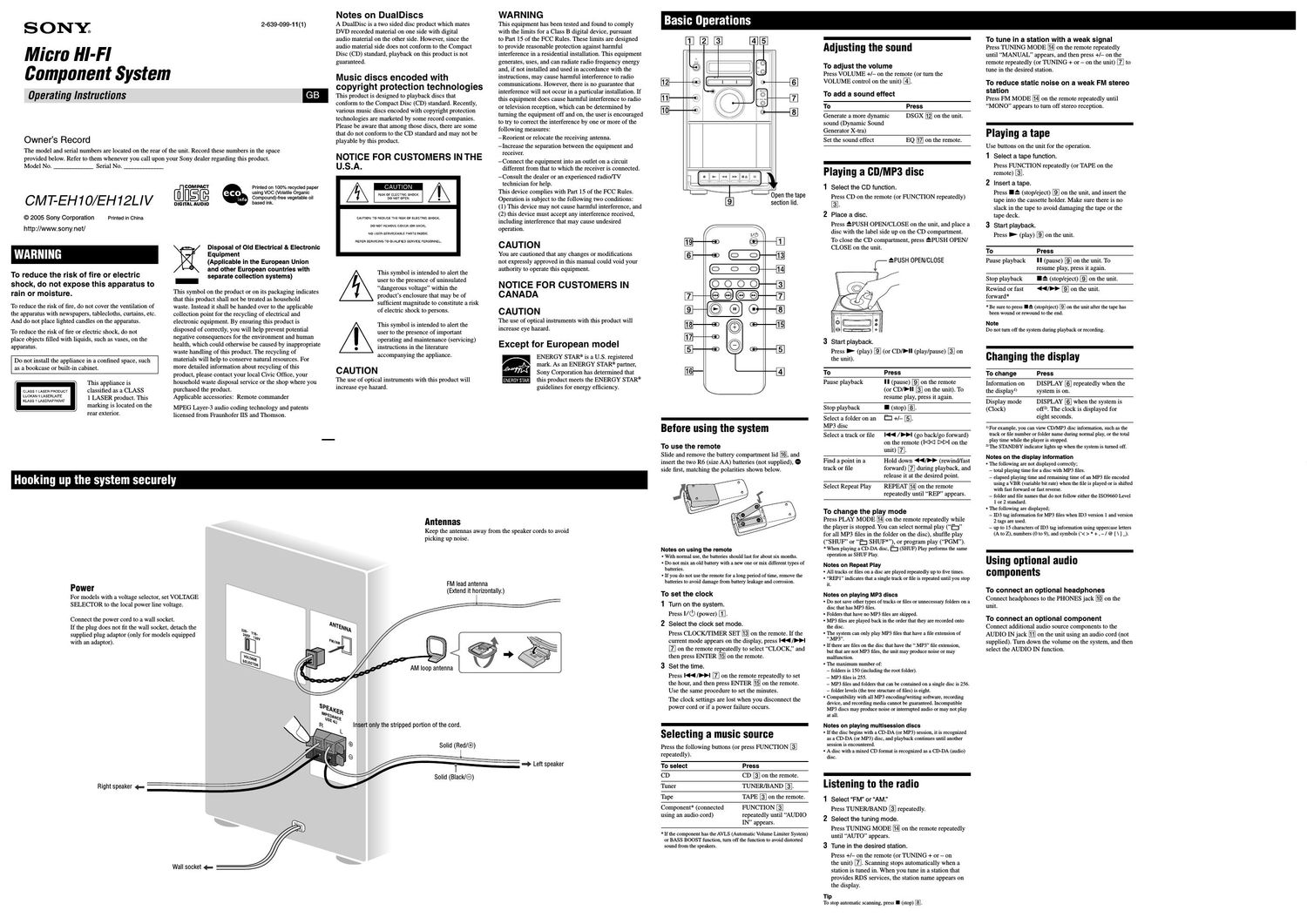 sony cmt eh 10 owners manual