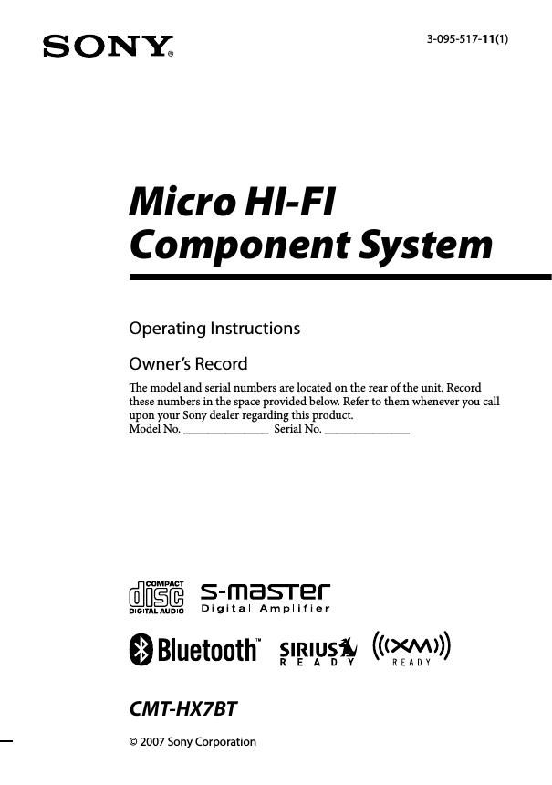 sony cmt hx 7 bt owners manual