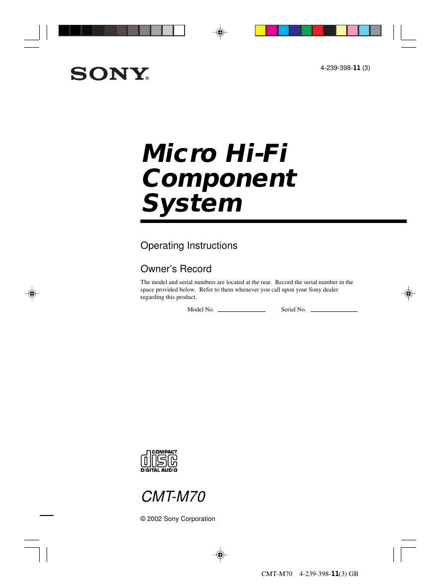 sony cmt m 70 owners manual