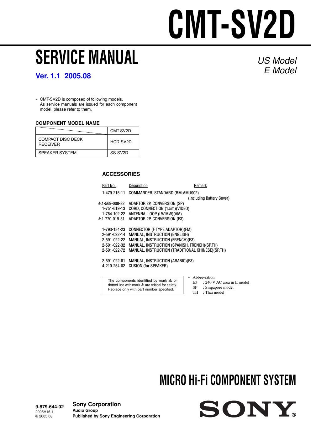 sony cmt sv 2 d service manual