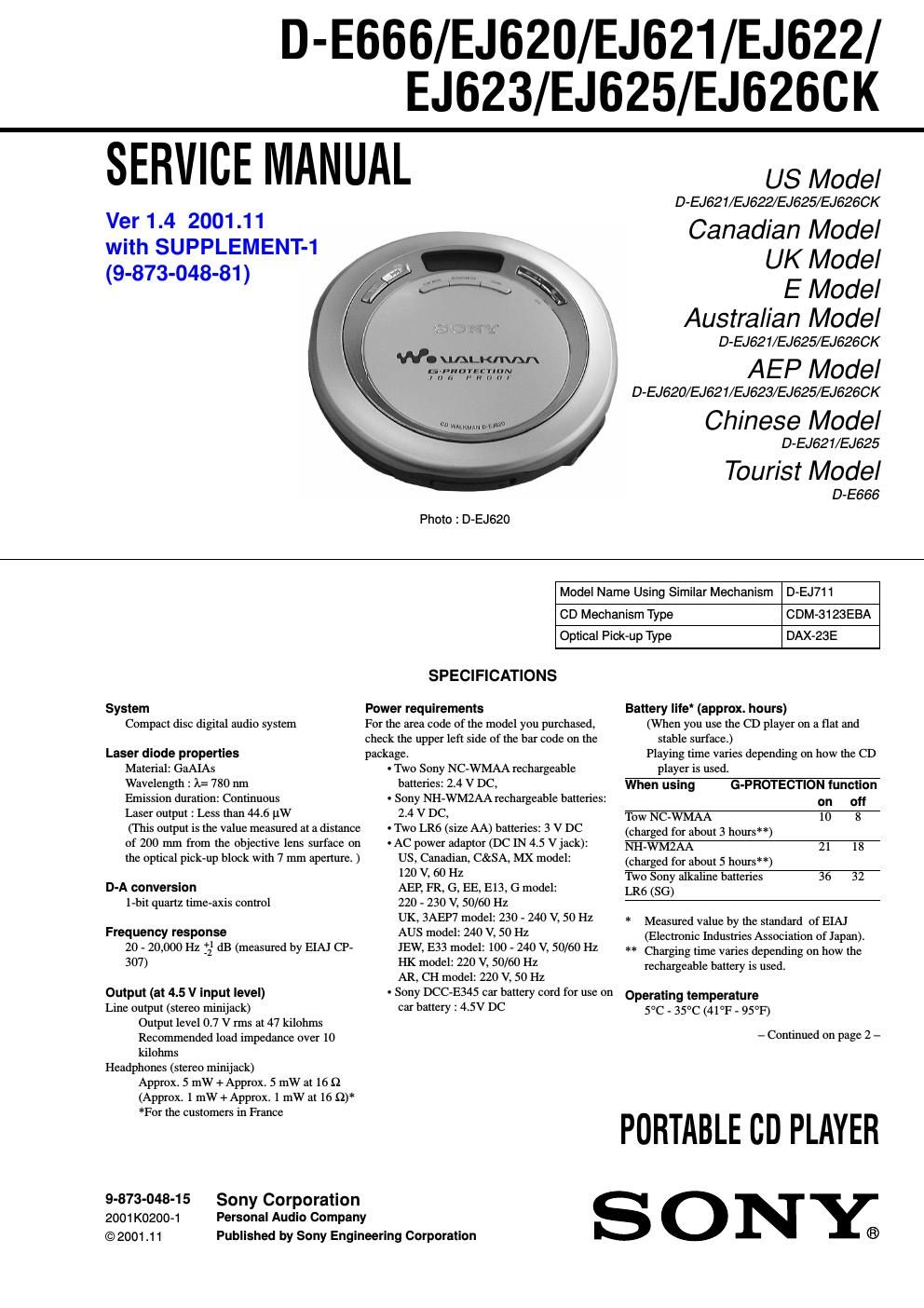 sony d e 666 service manual