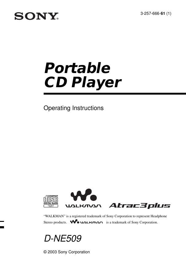 sony d ne 509 owners manual