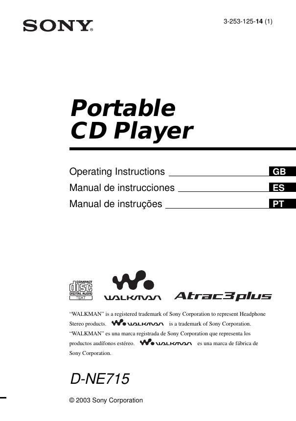 sony d ne 715 owners manual