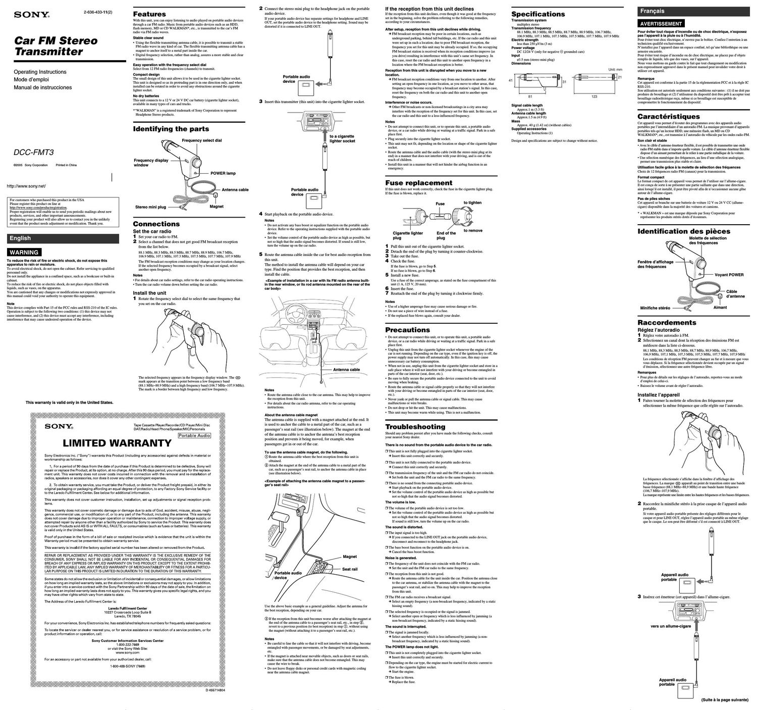 sony dcc fmt 3 owners manual