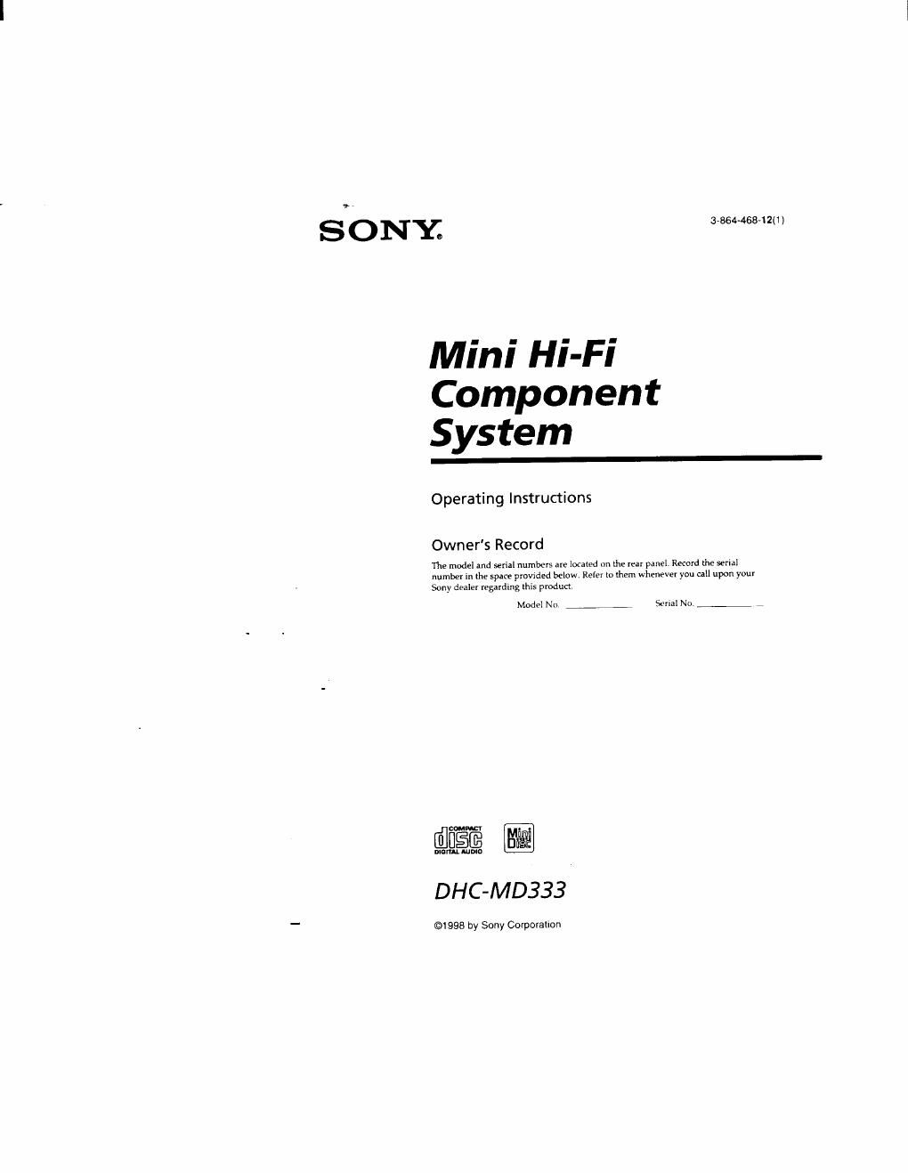 sony dhc md 333 owners manual