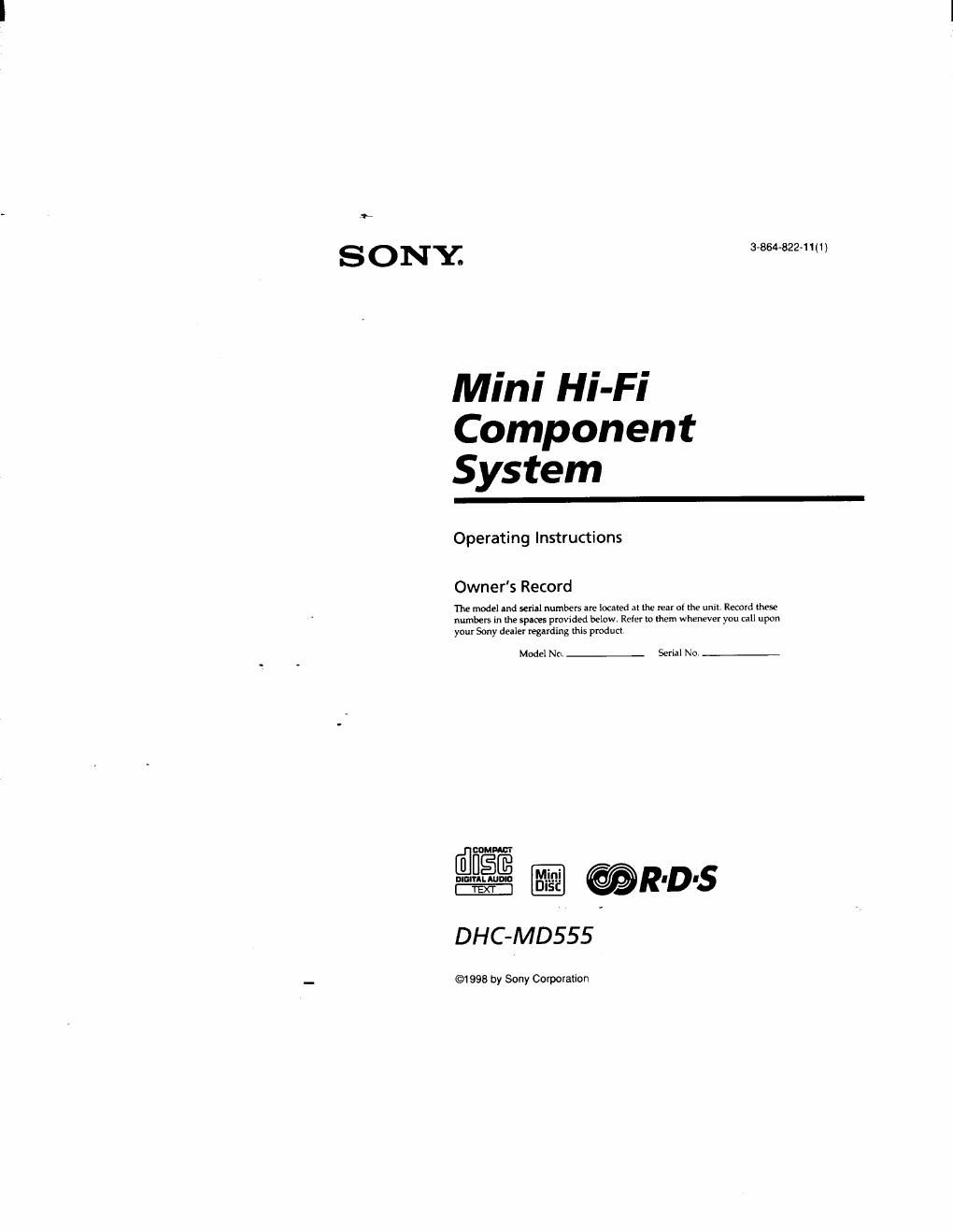 sony dhc md 555 owners manual