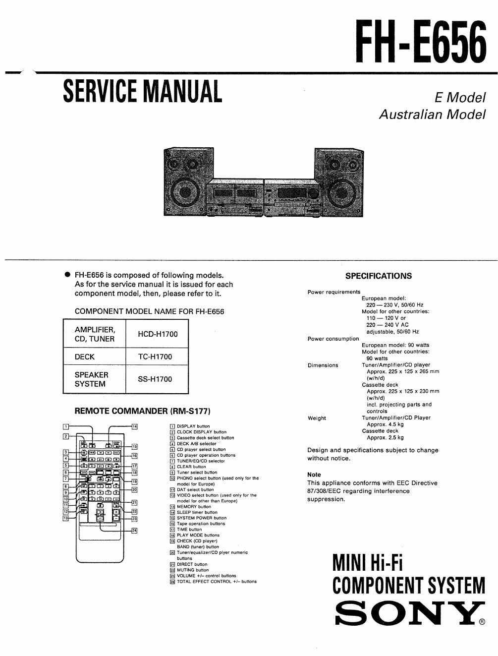 sony fh e 656 service manual